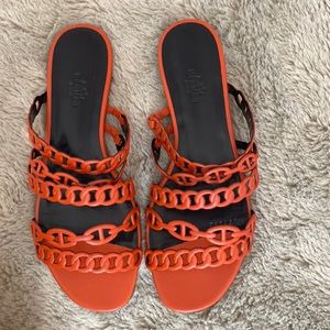 Hermes nude nappa leather  sandal.